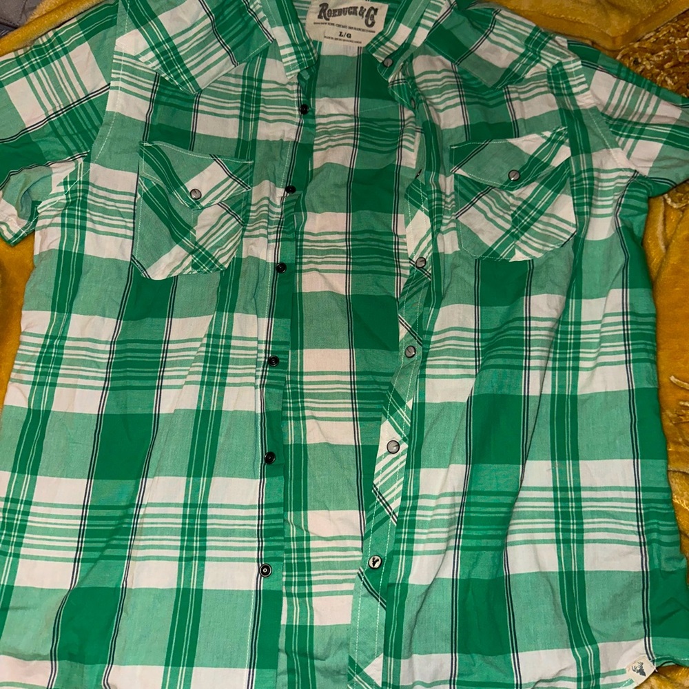 Sea green Flannel short sleeves